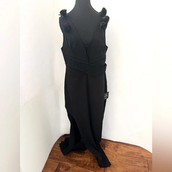 Lulus Impressive Impact Black 3D Floral Pleated Sleeveless Maxi Dress, XL,‎ NWT - Picture 7 of 17